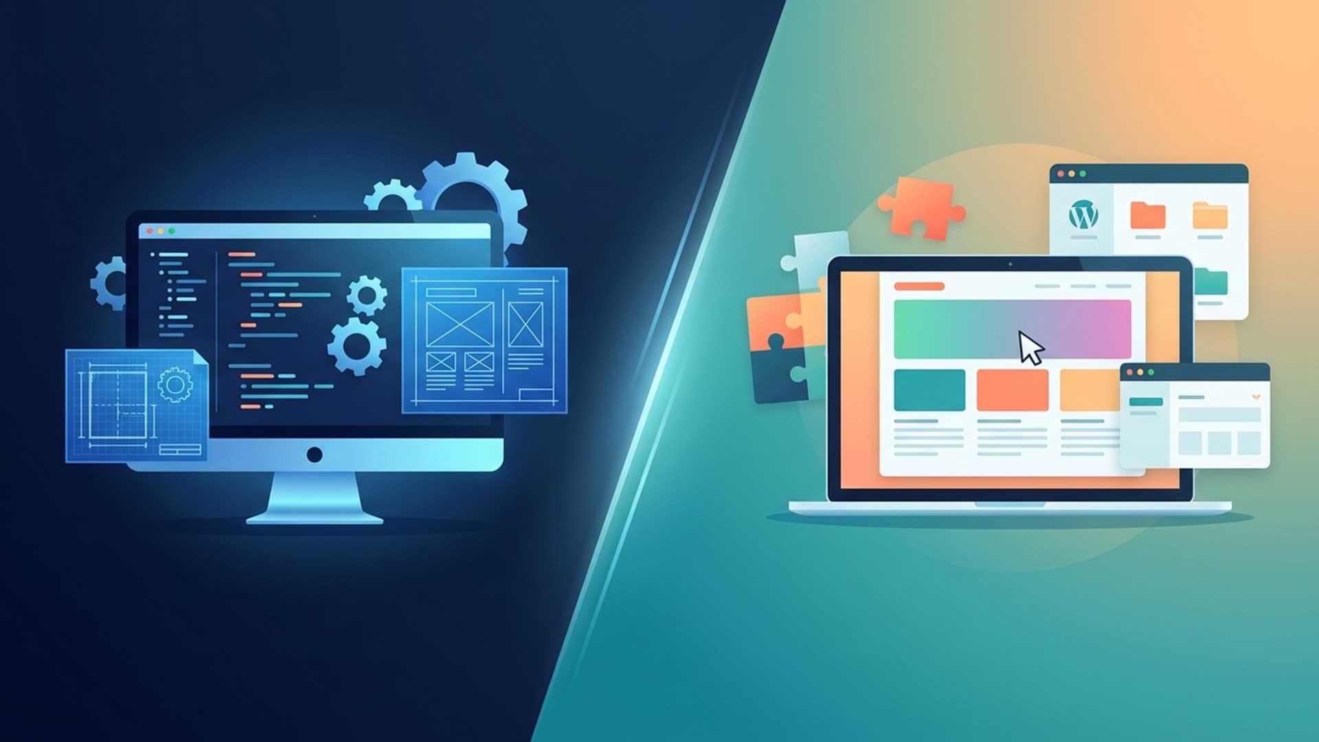 Custom website development compared with WordPress and Webflow website platforms
