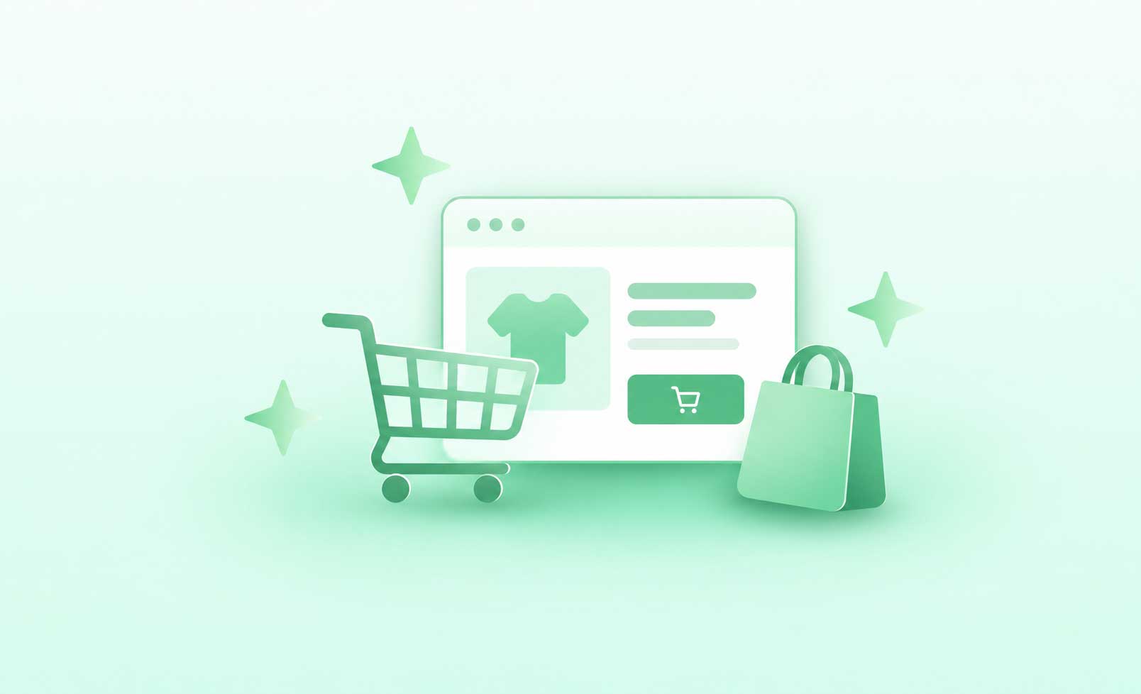Connected E-Commerce screens representing catalog and checkout experiences