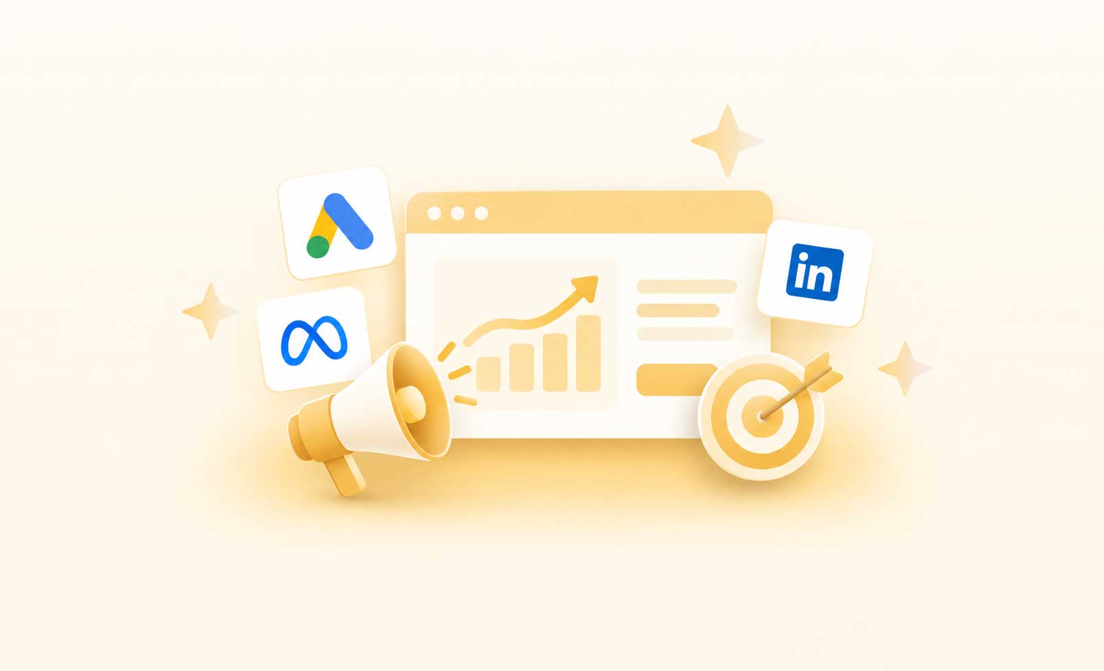 Abstract campaign interface representing paid media performance