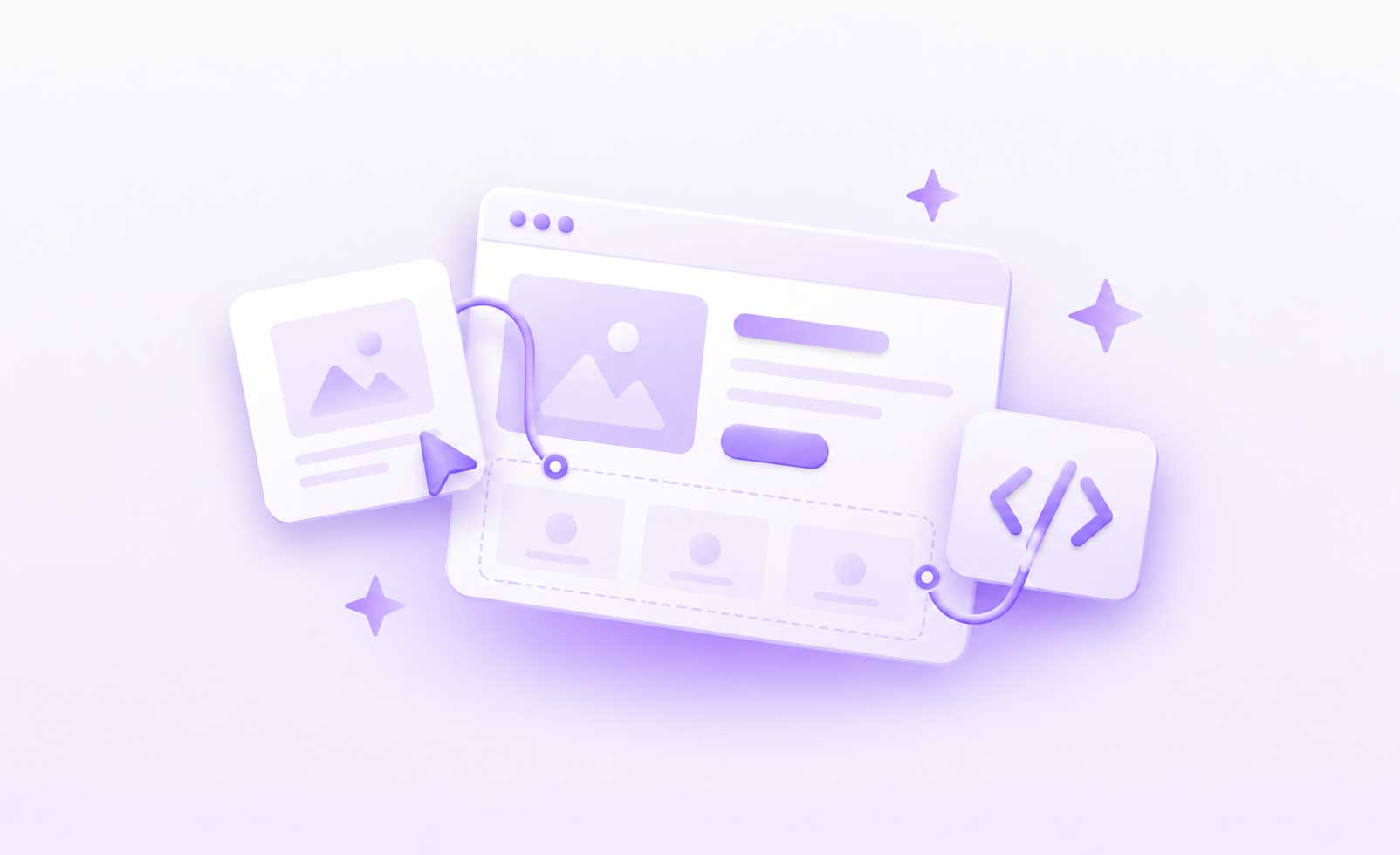 Modular visual website design and Webflow development illustration