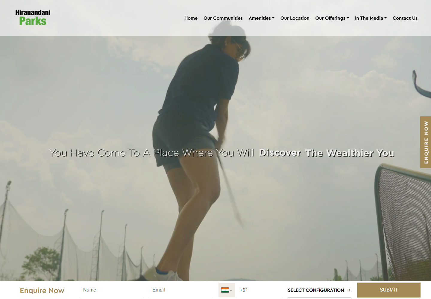 Hiranandani Parks township website homepage