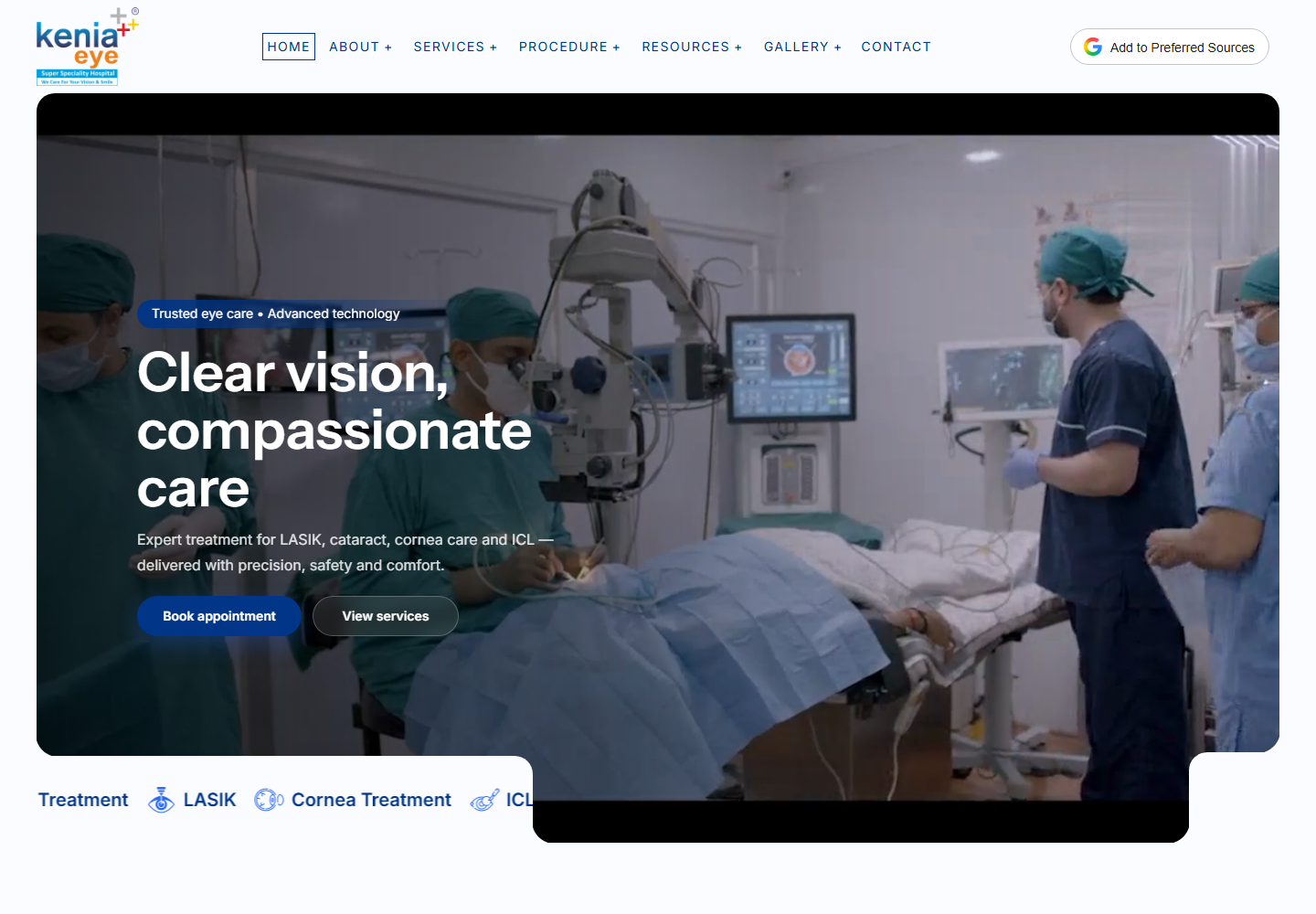 Kenia Eye Hospital website homepage